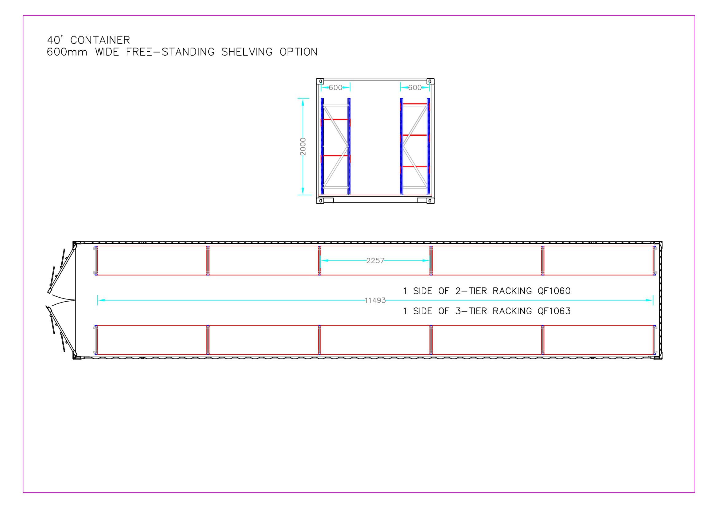 ADJUSTABLE HEAVY DUTY TWO TIER RACKING FOR REAR OF CONTAINER - Image 4